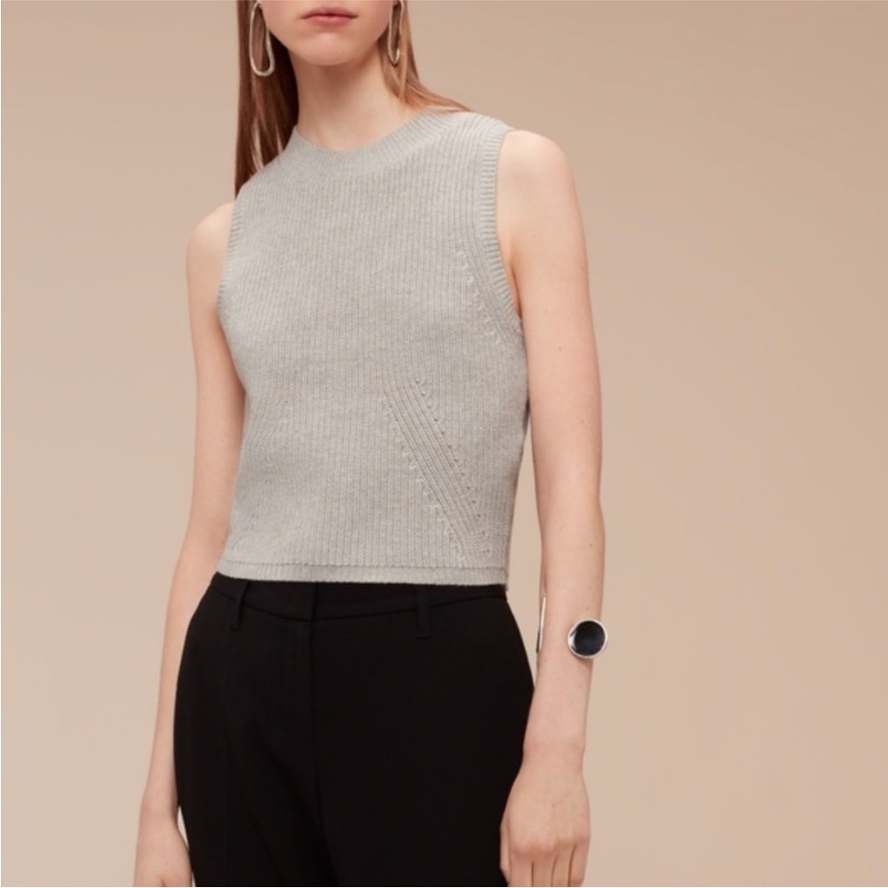 Aritzia Sleeveless Knit Grey Top
